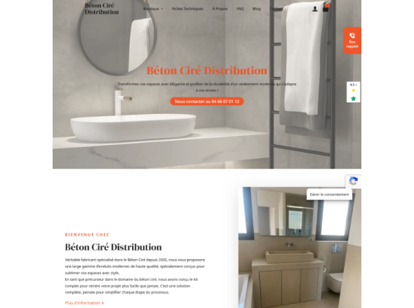Aperçu du site Béton Ciré Distribution